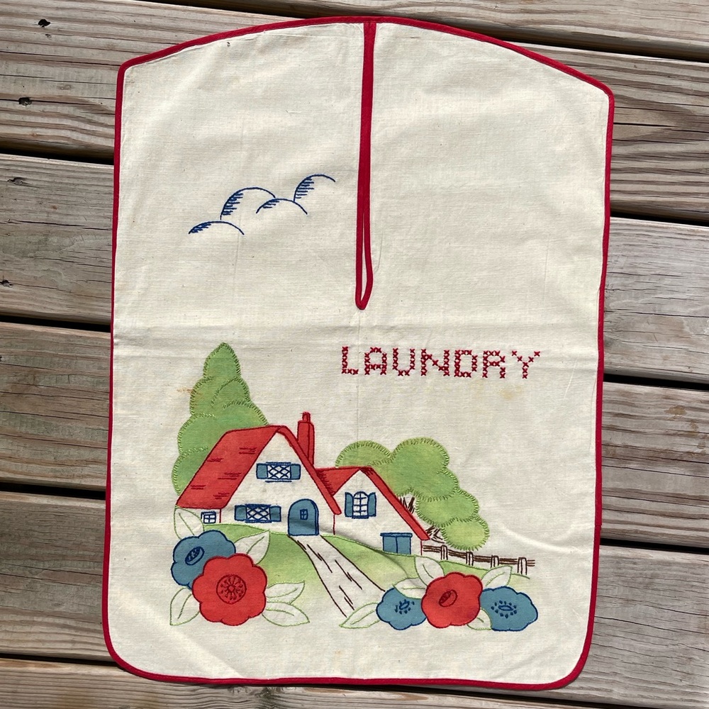 Vintage 1940’s handmade laundry bag! Great to decorate the laundry room!